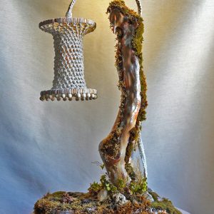 Handmade macrame lamp Colibri with grapevine root base