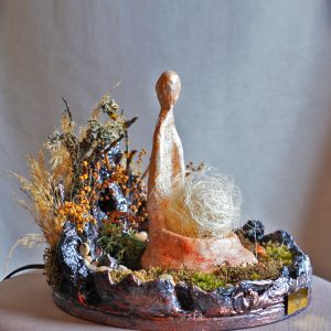 Meditation handmade zen lighting decor with moss base