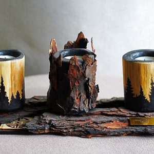 Woodland candle holder made from natural bark