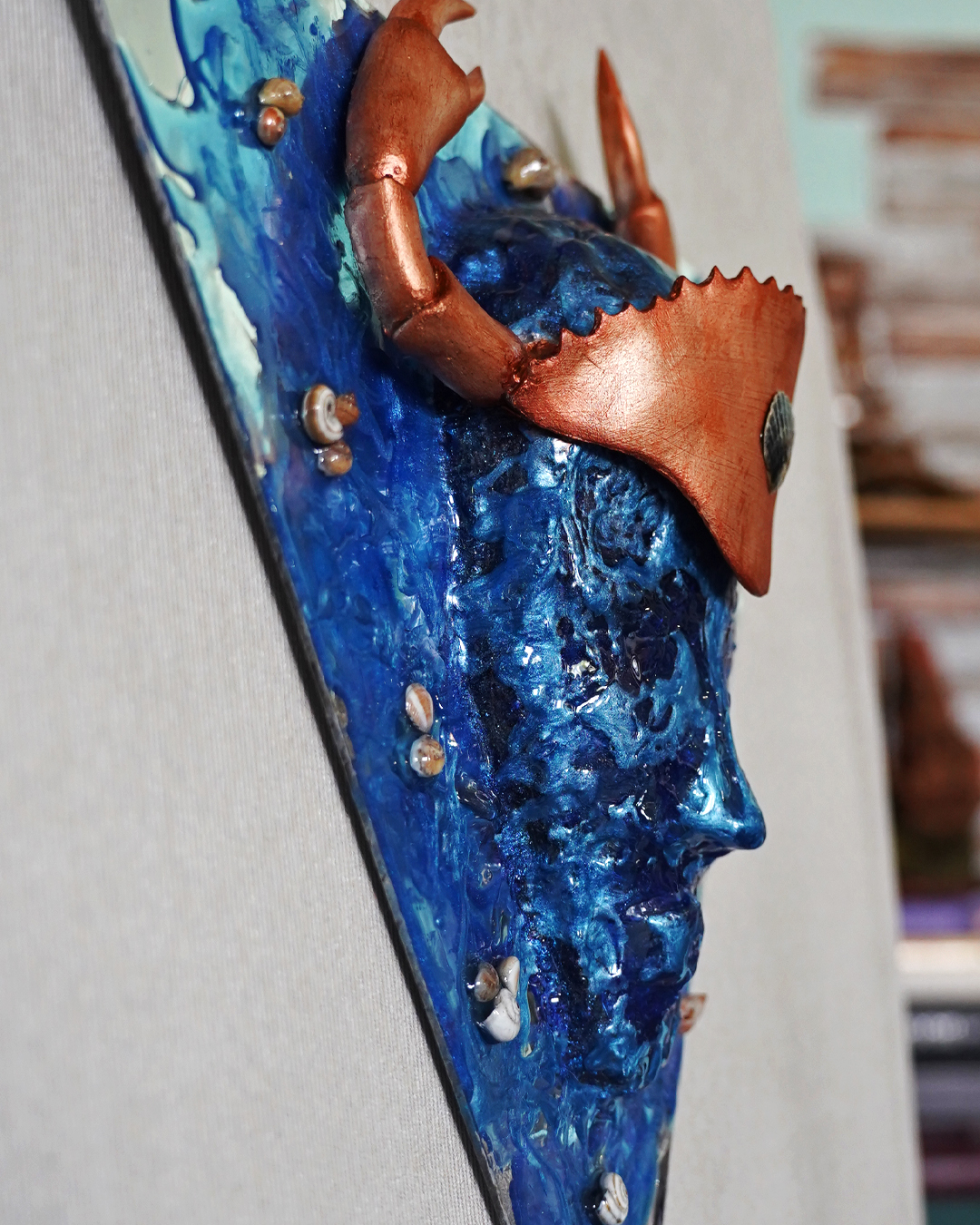 Blue resin sculpture
